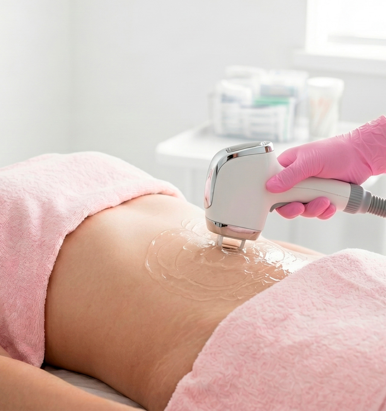 Mulher em recuperação pós-parto na clínica New Laser Estética Avançada, em Toledo/PR, protocolo New Body com acolhimento